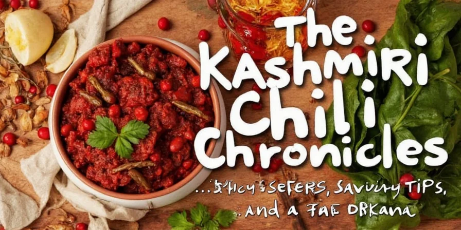 Kashmiri chili peppers on a wooden table