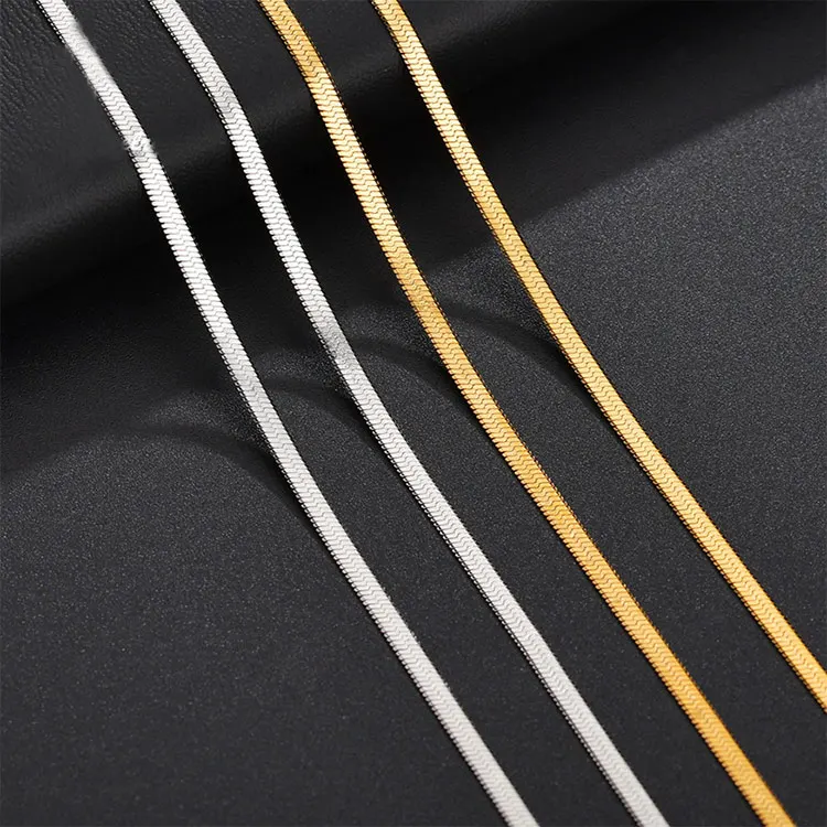

18K Gold Plated Stainless Steel Silver Link Chain Men Women Chain Necklace