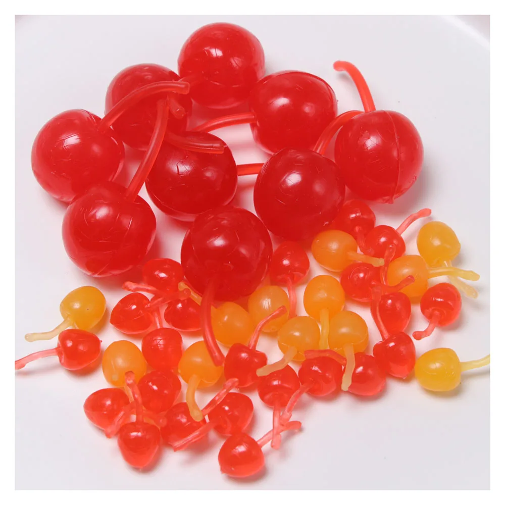 

New Simulation Food Artificial Cherries Berry Orange Beans Resin Miniature Art Flatback Cabochon DIY Decorative Craft