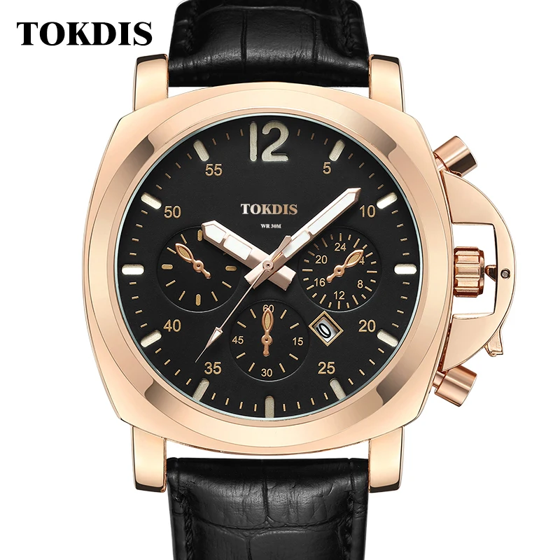 

2020 New Mens Watches Top Brand Leather Chronograph Waterproof Sport Automatic Date Quartz Watch For Men Relogio Masculino