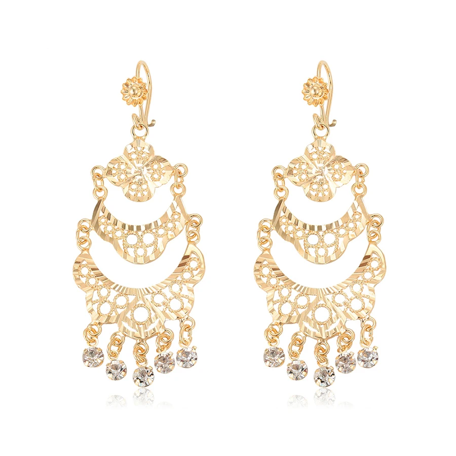 

99526 Xuping 24k gold plated Drop Dangle EarringsParty Wear copper Fashion Jewelry big chandbali earrings with zircon