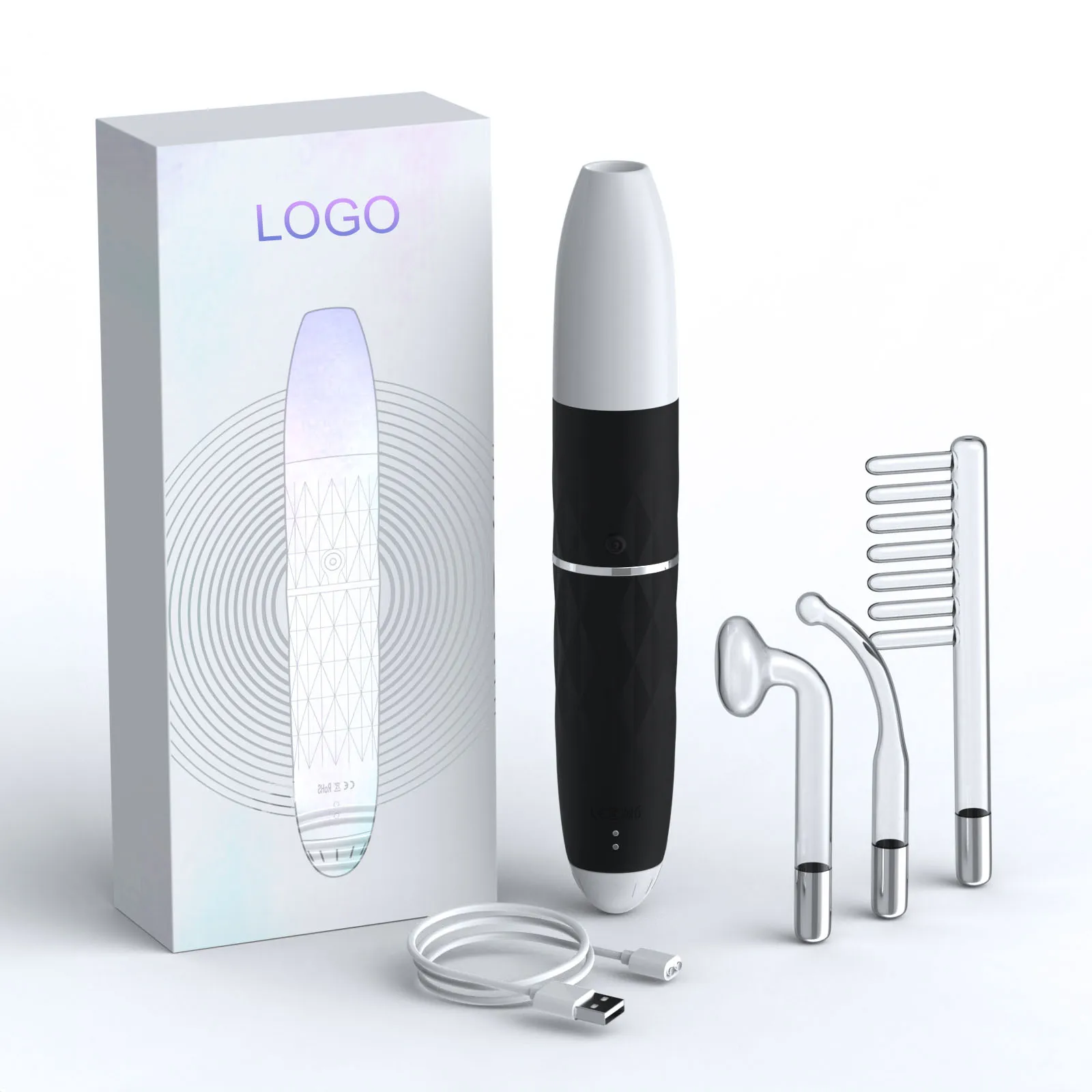 3 in 1 Cordless Nuderma High Frequency Facial Wand Device Home Use Face Lifting Skin Tightening Skin Therapy Wand Machine