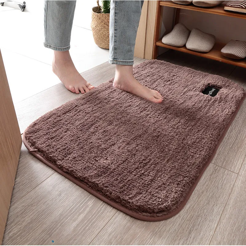 

Factory supplier luxury bathroom microfiber absorbent solid non slip shaggy bath foot mat