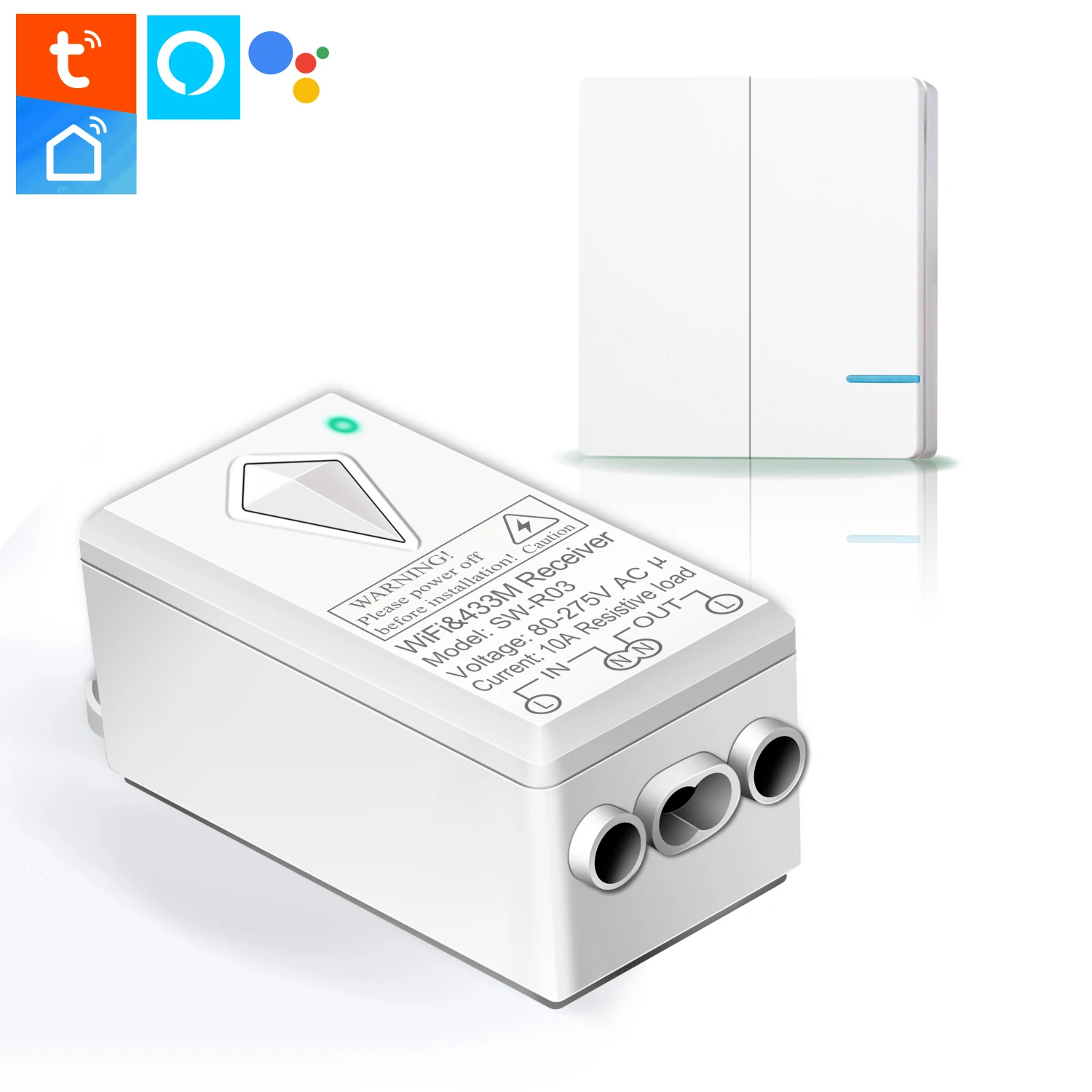 

Customized Home Automation Wireless Stylish 2-gang Switches Tuya WIFI Switch for Smart Home Works with Alexa and Google home