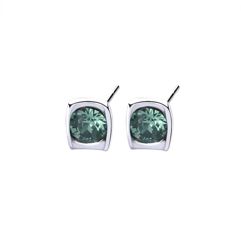 

Hot Design Colorful CZ Earrings 925 Silver Circle/Oval/Flower/Heart Zirconia Earring Stud for Girls