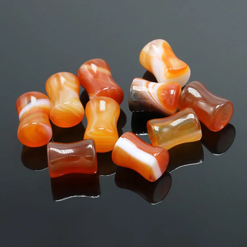 

Top sell gemstone agate plugs double red agate ear plug earing