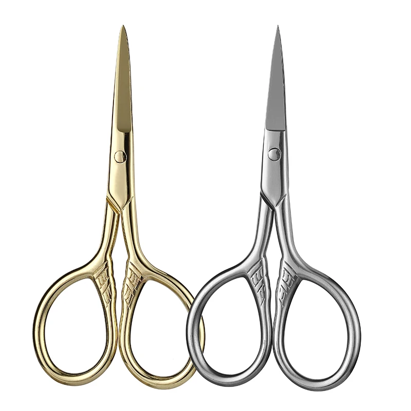 

Stainless Steel Beard scissors factory spot high-end stainless steel eyebrow trimmer nose hair scissors