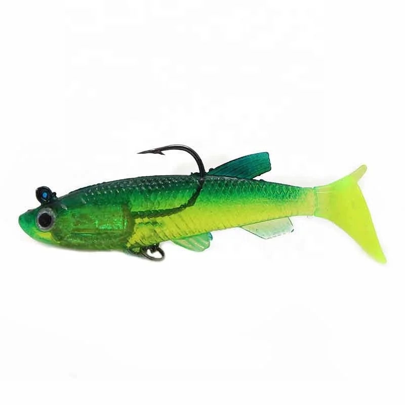 

Wholesale ocean fishing bionic 12g T-tail package lead fish soft lure lead head soft plastic bait, 5 colors