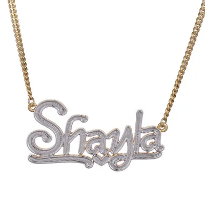 

Custom Carving Batch of Flowers for Gifts Hip Hop Heart Letter Necklace Name Double Color Plated custom Name Necklace