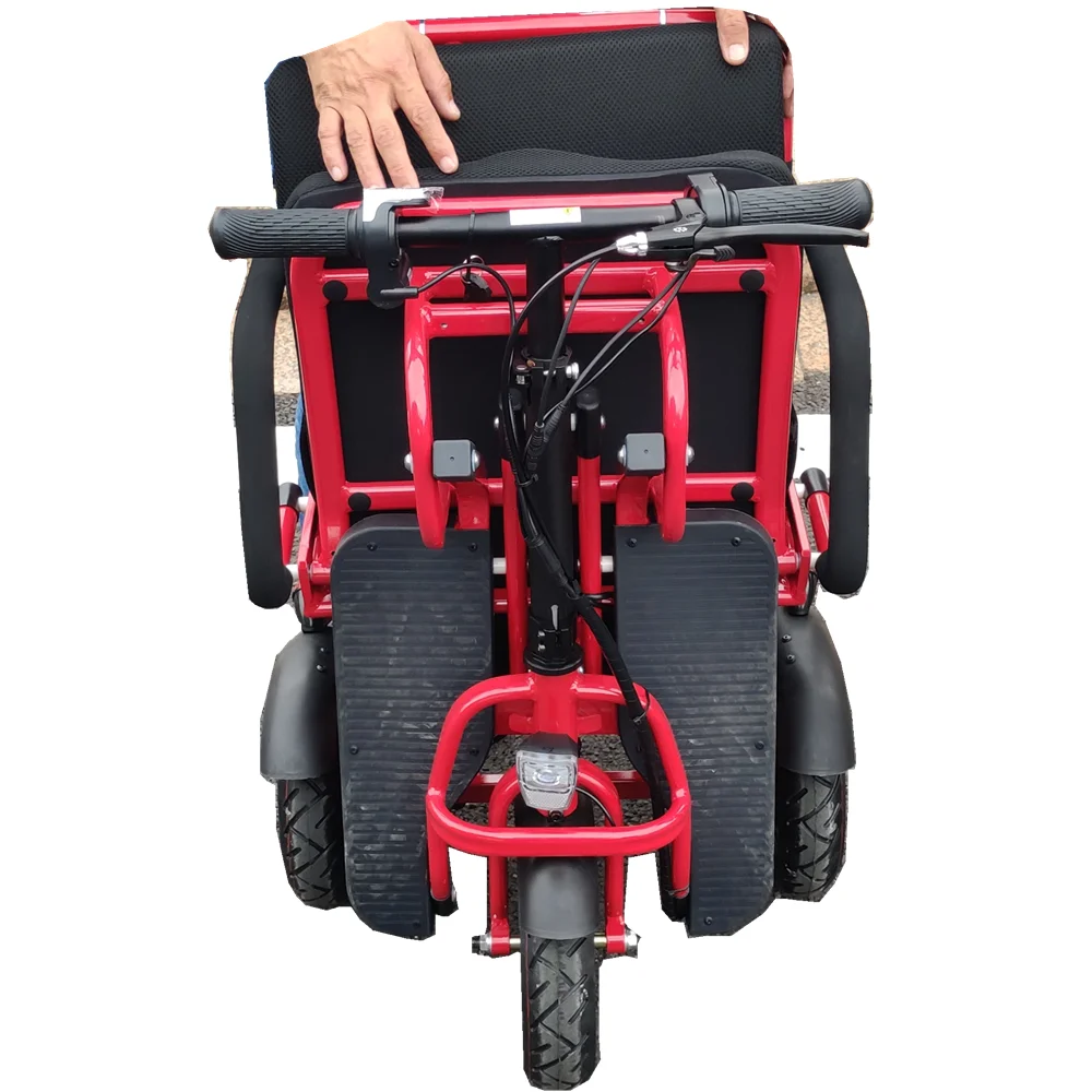 

Aluminum alloy lightweight Foldable casual tricycle for home use lithuim battery electric tricycle for handicapped people, Red,black,blue