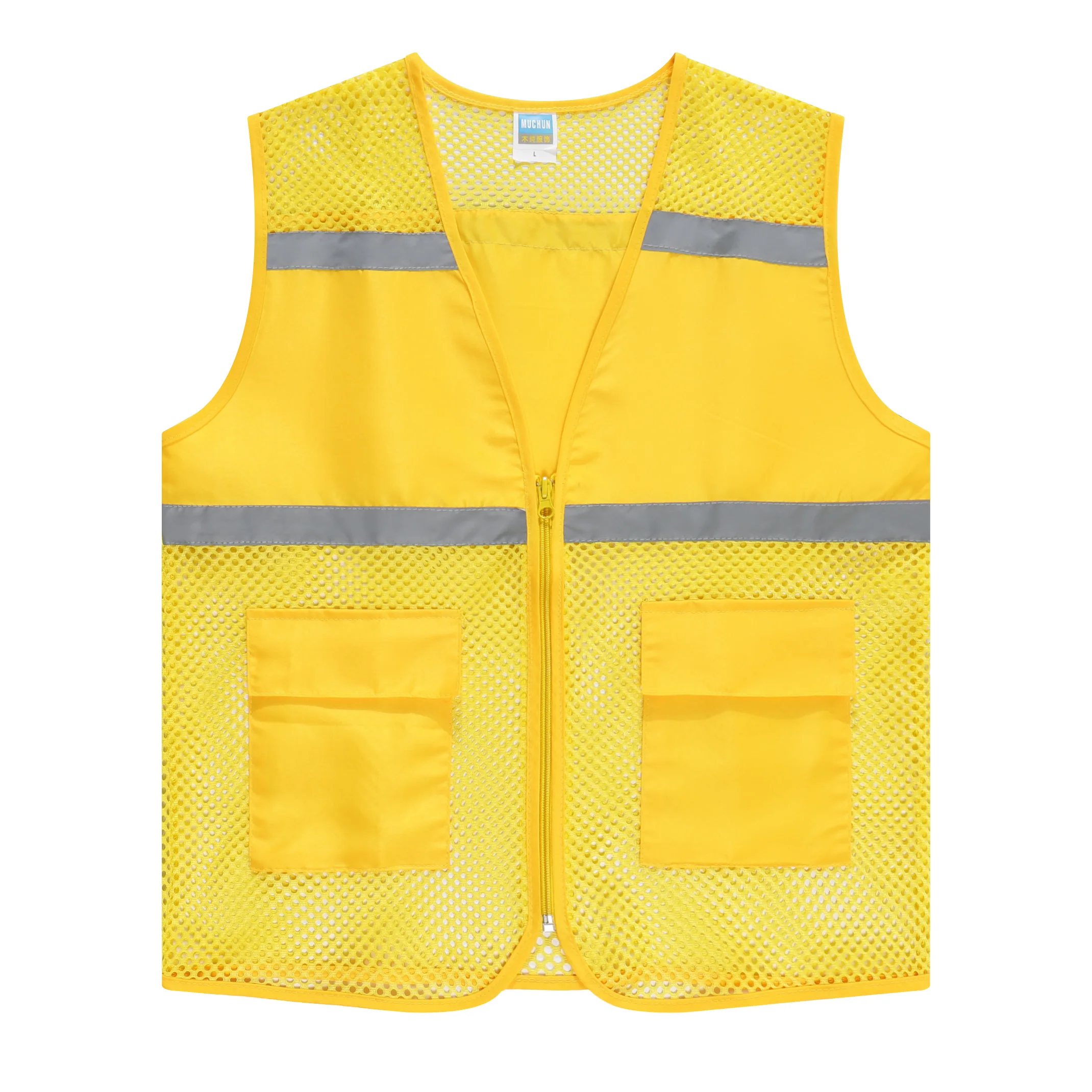 

Custom Air Yellow Team Polyester Men Hi Vis Reflective Safety Mesh Vest