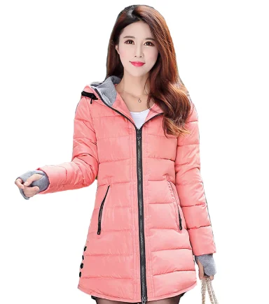 

women winter hooded warm coat plus size candy color cotton padded jacket female long parka womens wadded jaqueta feminina