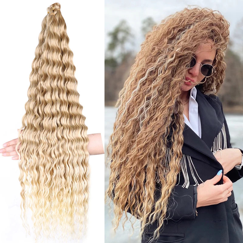 

Hot sell Hair 30Inch 100G synthetic deep wave twist hair extension wavy deep curly braids crochet hair deep twist