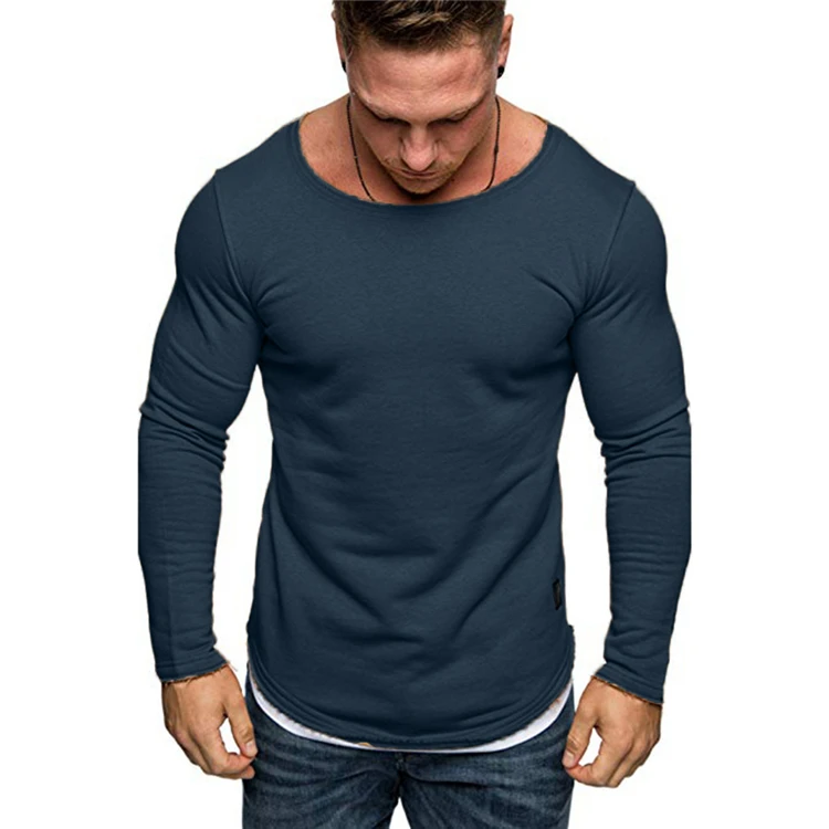 

2021 plain t shirts men Popular Style plus size long sleeve t shirt for men