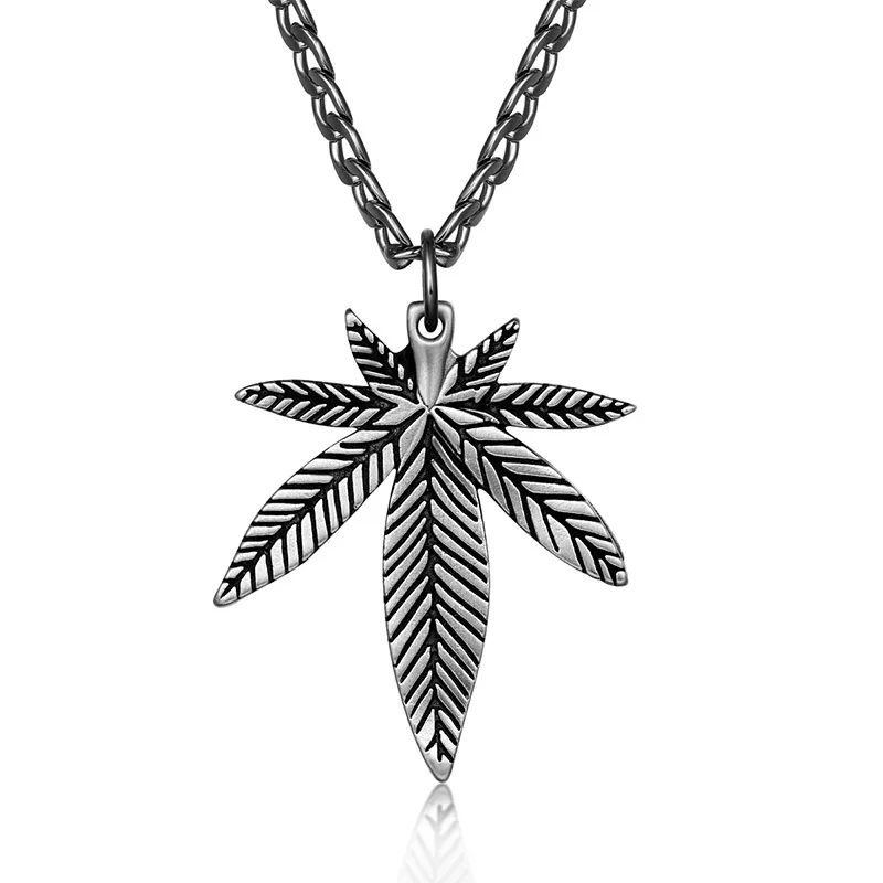 

Fast Delivery Stainless Steel Vintage Style Maple Leaf Pendant Necklace for men Jewelry