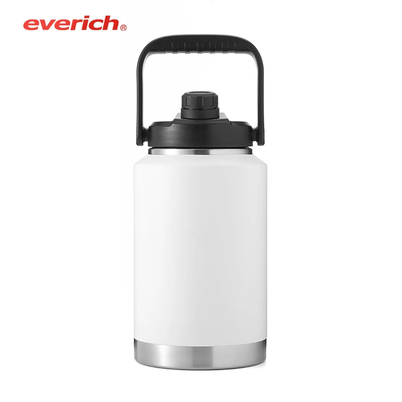 

2022 Everich Amazon hot sales Leak-proof Double Wall Vacuum Water Jug 128oz One Gallon Beer Growler Water bottle with PP Handle, Customized color