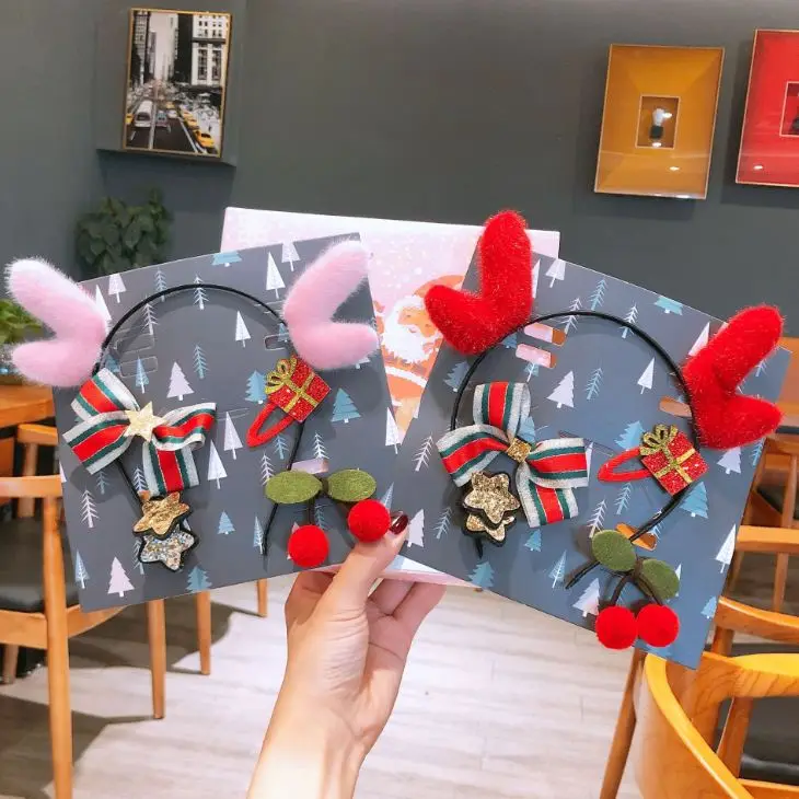 
2020 New Christmas Headband Hair Pin Hair Tie Glass Frame Hair Accessories Gift Set For Kids 