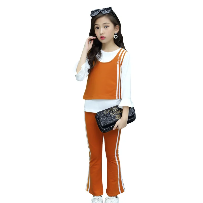 

2021 New Fashion Girls Spring Suit Children Wear Fashion Vest Autumn Girls Foreign Style Pant Set