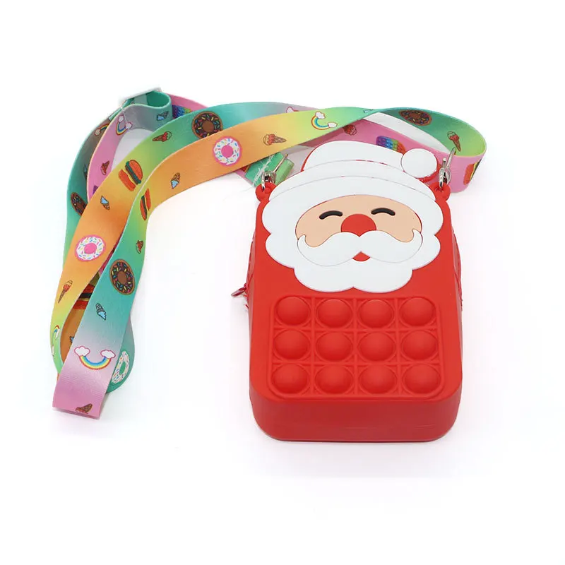 

Pop It Christmas Santa Claus Silica gel material Messenger bag wallet.,.