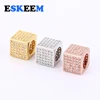 Factory Directly Iced Out Jewelry Findings Wholesale DIY Necklace Micro Paved 3A CZ Jewelry Square Charms Spacer Beads