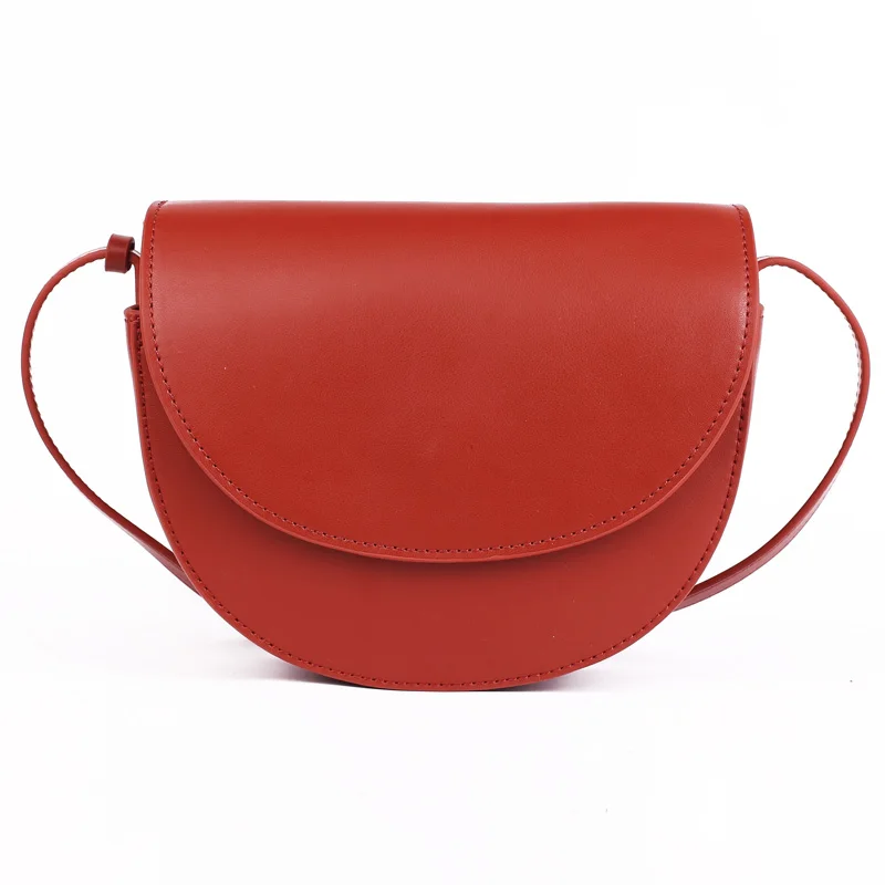 

Retro Style Fashion Ladies Bags Cowhide Handbags Shoulder Bag Semicircle Messenger Bag, Black, red, brown