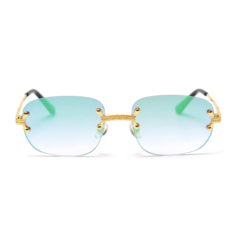 

2021 New Arrivals Fashion Trending Glasses Logo Customs Square Rectangle Rimless Sunglasses For Men Women