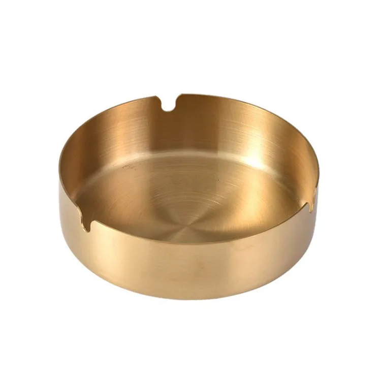 

Custom creative fashion New titanium gold stainless steel ashtray for home restaurant bar gift