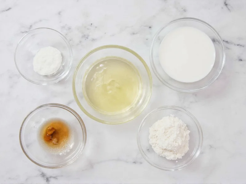 Homemade natural lotion ingredients in glass bowls