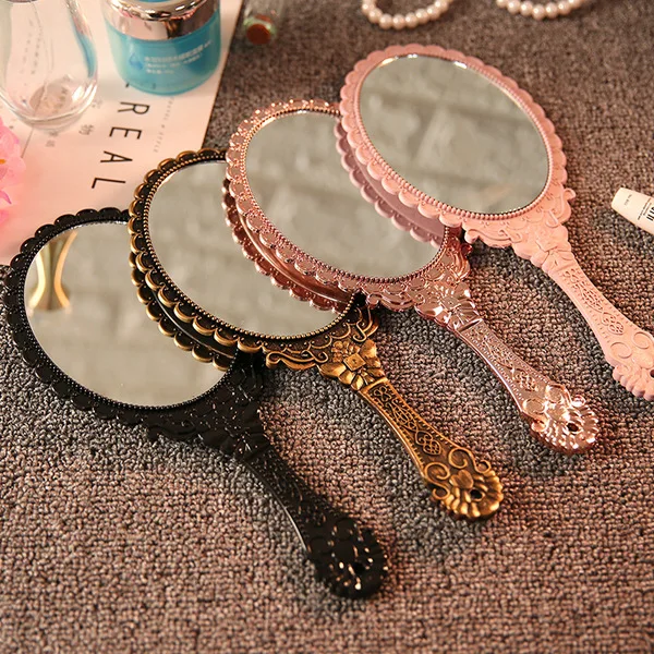 

Retro Palace Style Vanity Mirror Handheld Mirror Plastic Convenient Small Vanity Mirror, As pics/customized