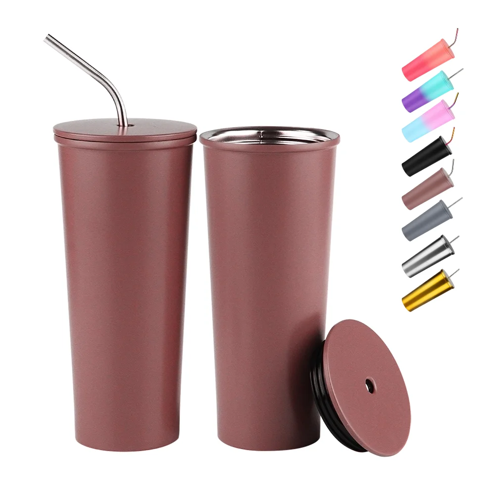 

New Style Gradient Color Double Wall Stainless Steel Vacuum Insulated Sublimation Coffee Tumbler Cups Mugs with Lid and Straw, Customized color