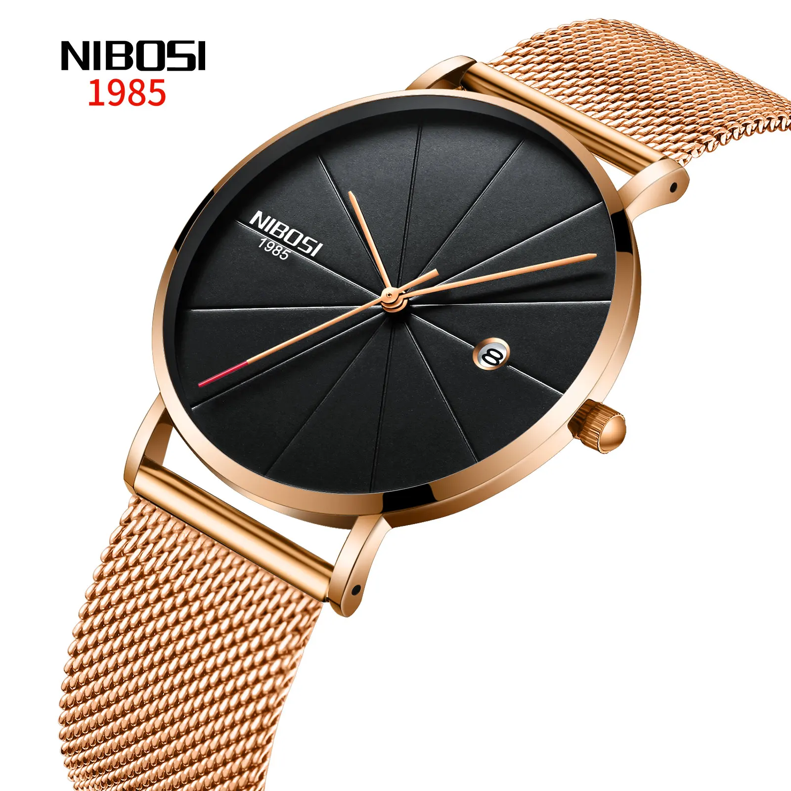 

NIBOSI Watch 40mm Unisex Ultra Thin IP Blue Minimalist Watch Men