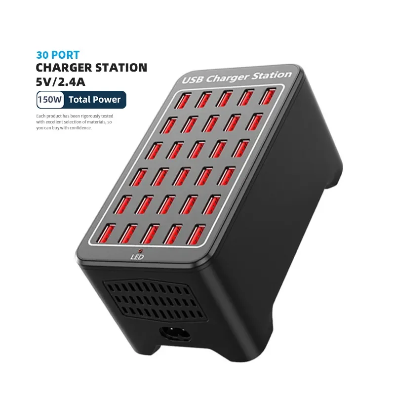 

Factory price High Power 150w 5V 2.4A 10 20 25 30 ports smart charging station USB fast charger hub stand dock