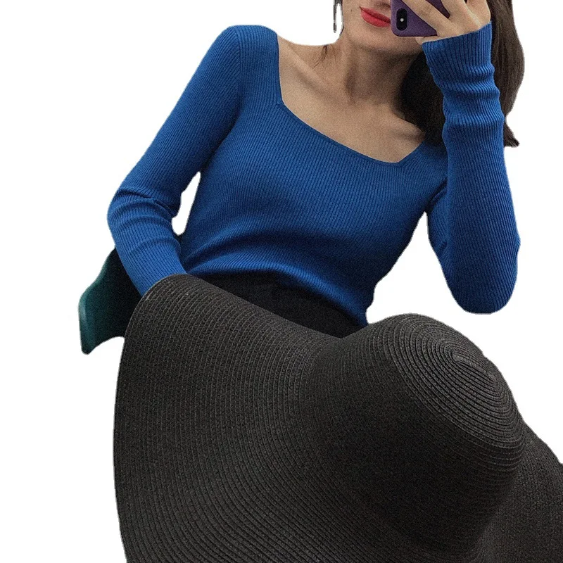 

Wholesale leaking shoulder slimming knitting sweater woolen sweater