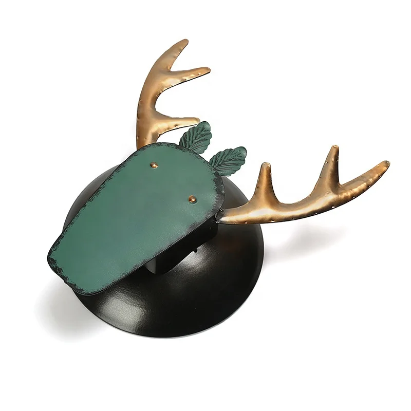 

Time Slow Home Decoration Accessories American Animal Mural Pendant Animal Head Wrought Iron Hanging Wall