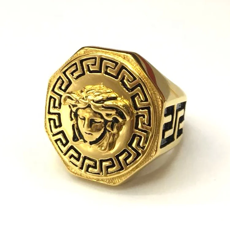 

PUSHI stainless steel ring vintage medusa ring egyptian men gold plated jewelry ring