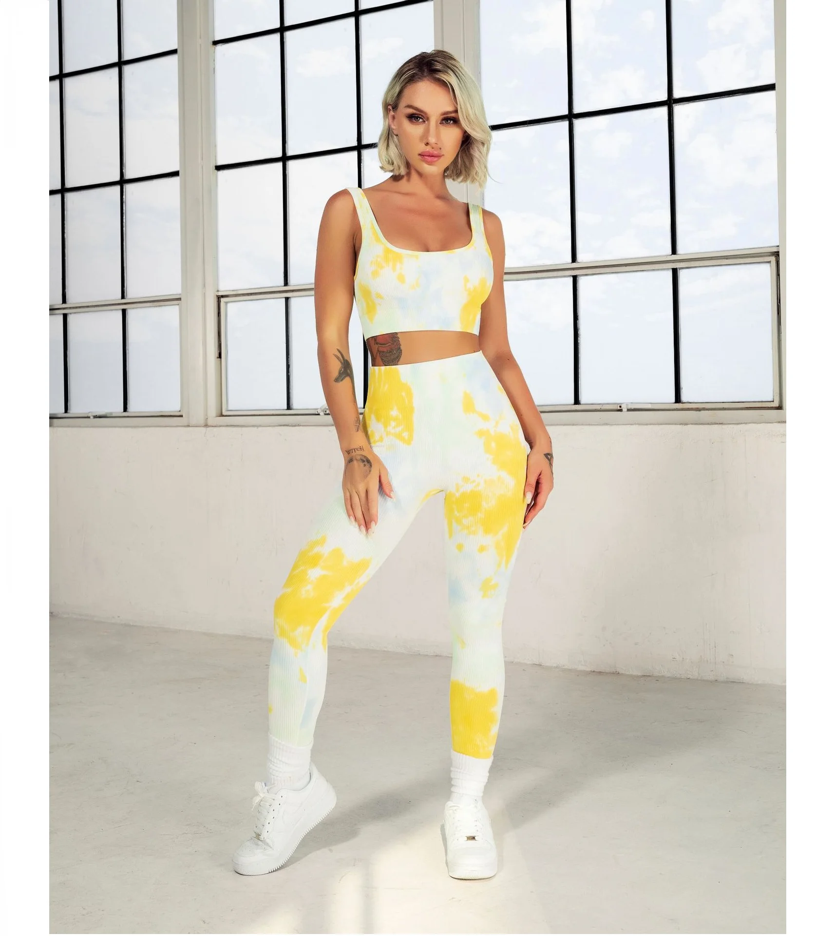 

Hot Selling Custom Tie Dye Gym Activewear Fitness Workout Clothes Women Seamless Yoga Set