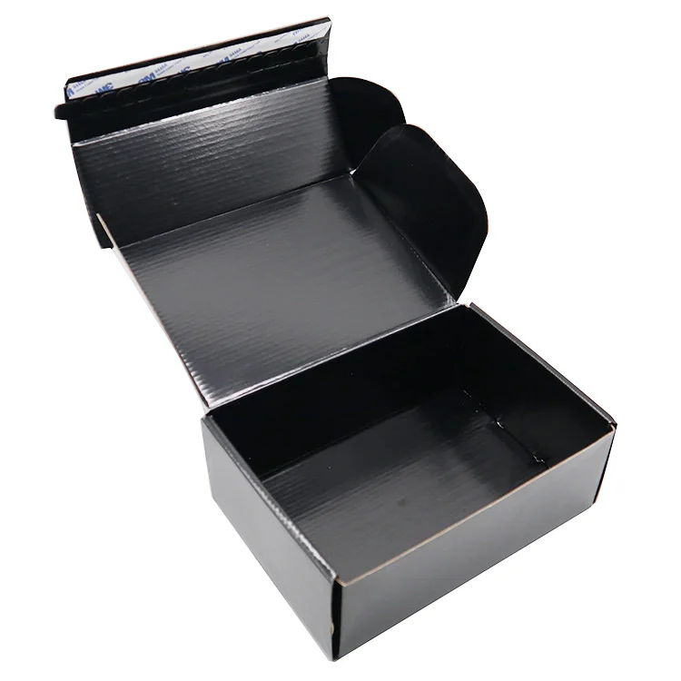 Logo Shipping Packaging Luxury Paper Corrugated Black Wholesale Custom
