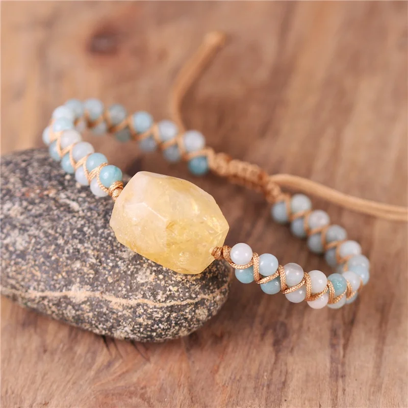 

Chic Handmade Raw Gemstone Beaded Braided Bracelets Boho Natural Stone Macrame Bracelet Yoga Jewelry Gift Wholesale Dropshipping Popular jewelry