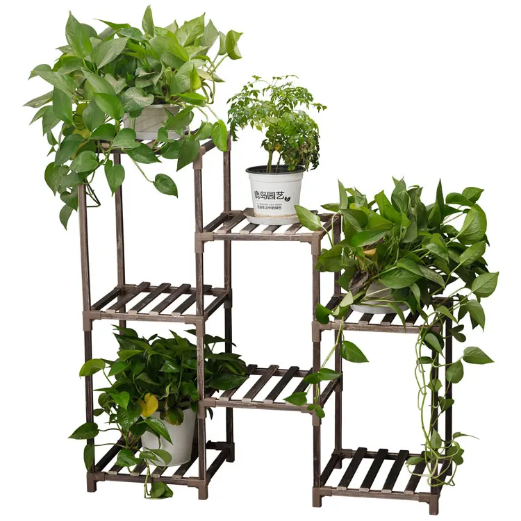 

Flower shelf solid wood fleshy multi-layer indoor balcony storage living room multi-layer floor-to-ceiling interface flower pot