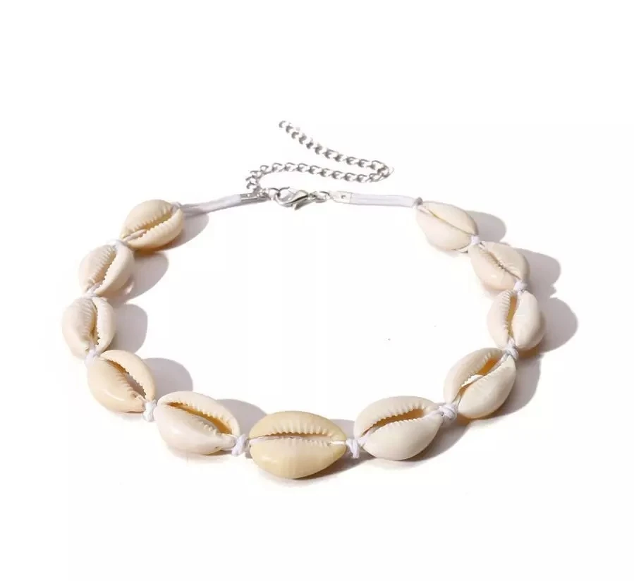 女人cowrie 真正的自然大海贝壳链项链部落鲍鱼白色 puka 珠宝贝壳