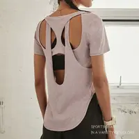 

Yoga Crop Top Woman Fitness Sports T-Shirts Workout Gym Shirts B354
