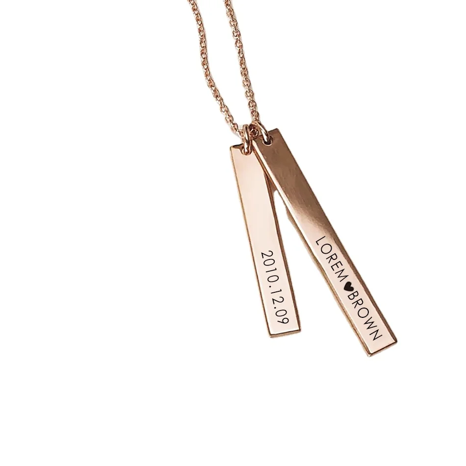 

Modern Design Wholesale Stainless Steel Custom Logo Engraved Word Message Pendant Necklace, Silver / gold / rose gold