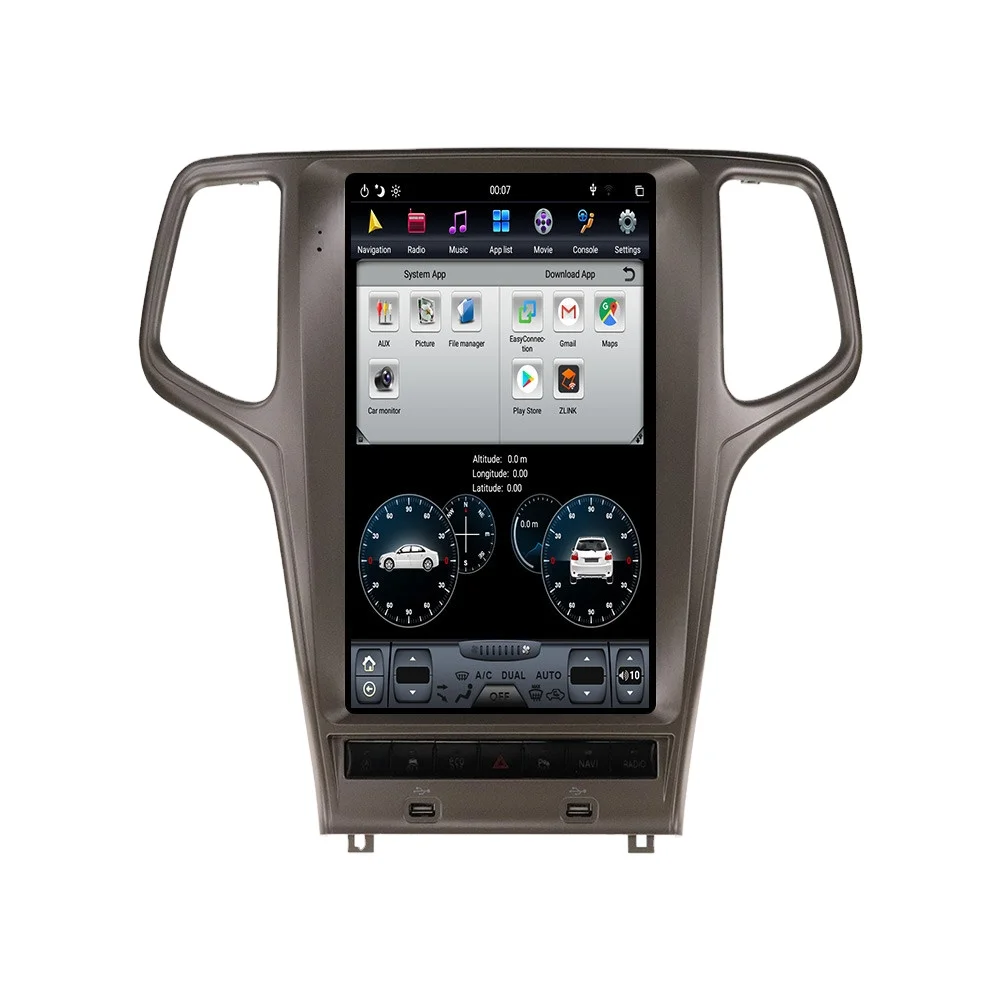 

For Jeep Grand Cherokee Android Radio tape recorder 2010-2019 Car Multimedia Player Stereo PX6 head unit Tesla GPS Navi