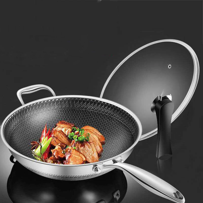 

304 316 Stainless Steel Gas Stove Induction Cooker Honeycomb Non Stick Frying Pan