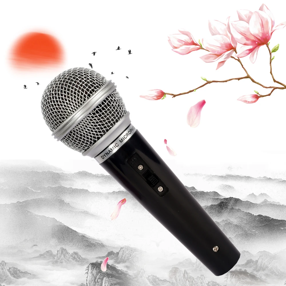 

KO-CIN 607 singing teaching recording cardioid noise cancelling handheld mic plastic dynamic Karaoke wired microphone, Black