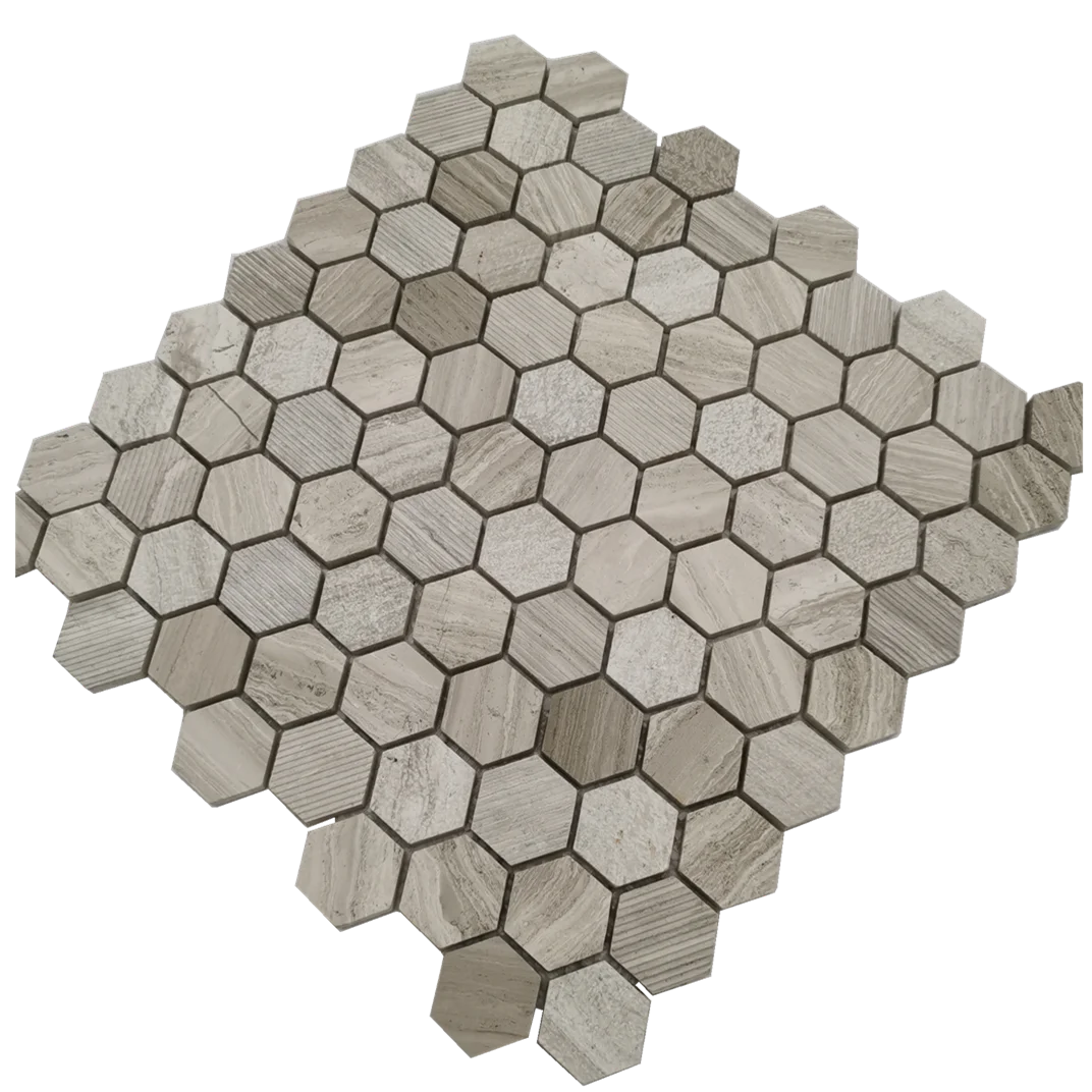Art Design Light Wooden Grain Hexagon kitchen backsplash tile mosaic marble mosaic floor tile
