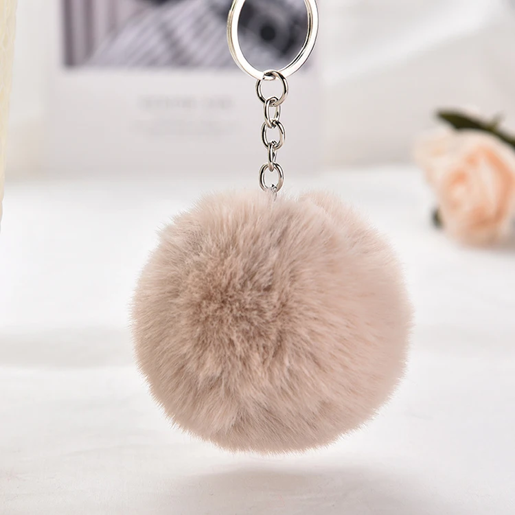 Wholesale Fox Fur Ball Keyring Pom Pom Keychain For bags pendant