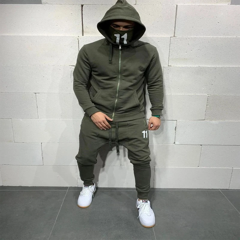 

Tracksuit Men Set Sporting 2 Pieces Sweatsuit Men Clothes Printed Hooded Hoodies Jacket Pants Track Suits Male, 4 colors