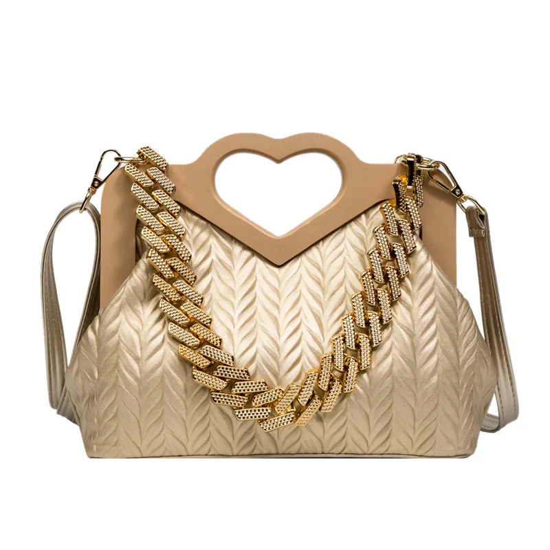 

2022 Fashion French Pu Leather Women Hand Bags Ladies Famous Brands Luxury Heart Shoulder Handbags For Women, Picture color