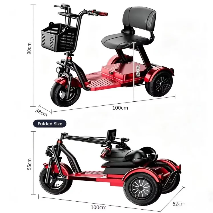 Family Double Motor Electric Scooter Senior Folding Removable Battery/Basket 48V 1000W Powerful Electric Tricycle Adults Girls